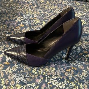 Marc Fisher purple mixed fabric heels